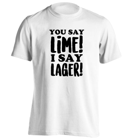 You say lime I say lager! adults unisex white Tshirt 2XL