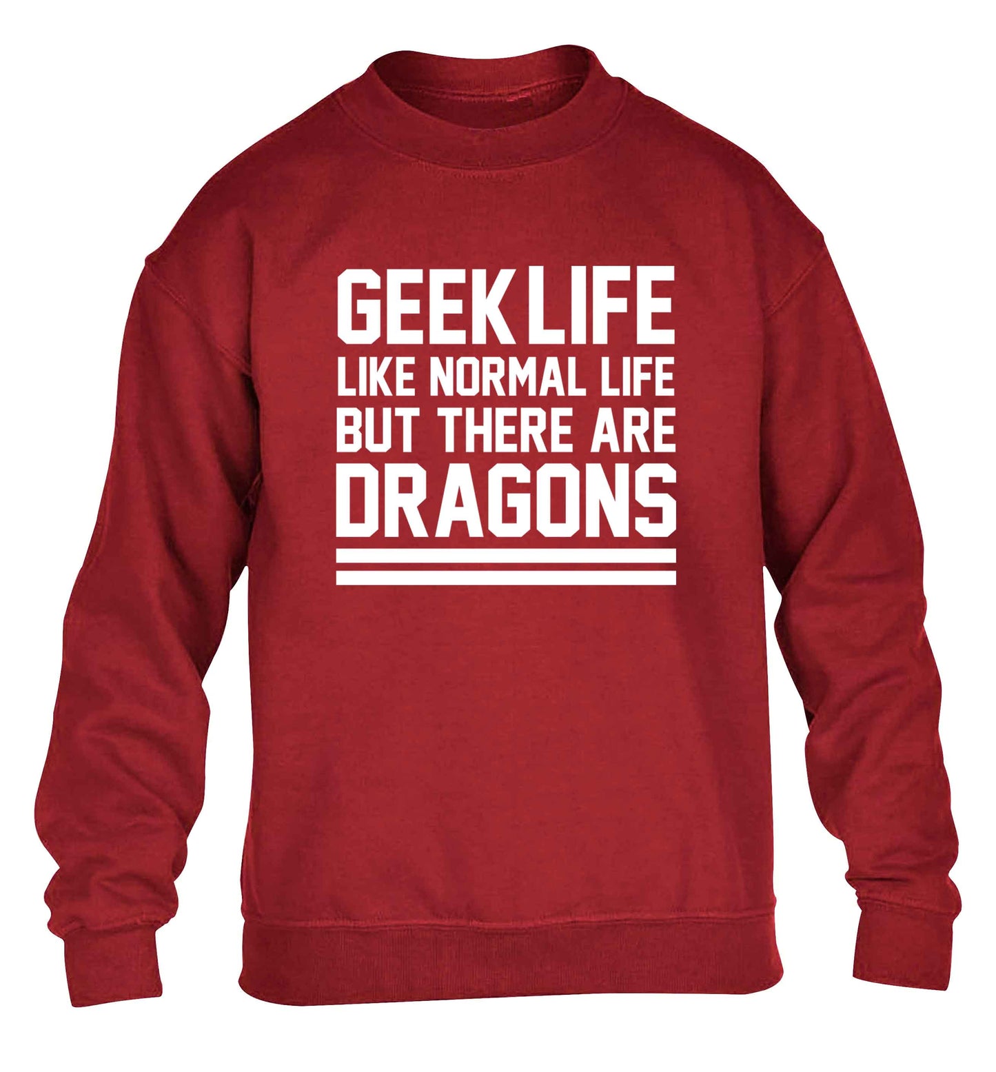 Geek life like normal life but there are dragons children's grey sweater 12-13 Years