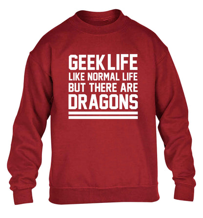 Geek life like normal life but there are dragons children's grey sweater 12-13 Years