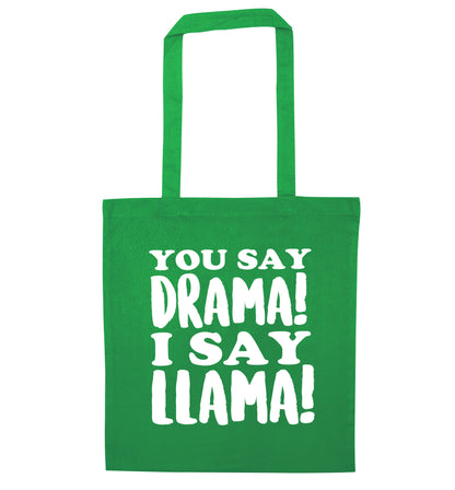 You say drama I say llama! green tote bag