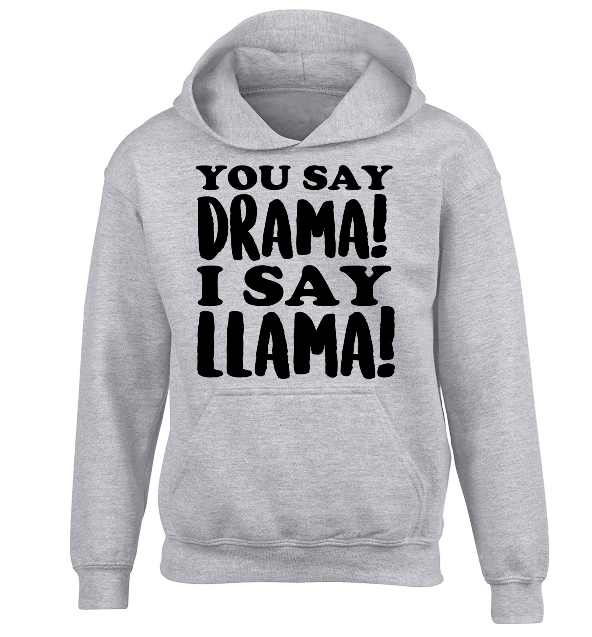 You say drama I say llama! children's grey hoodie 12-14 Years