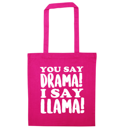 You say drama I say llama! pink tote bag