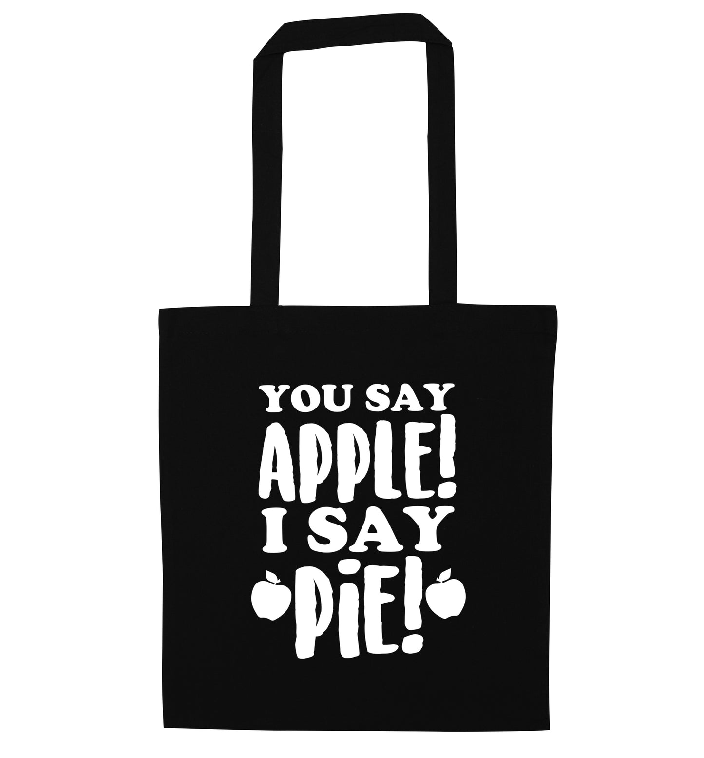 You say apple I say pie! black tote bag