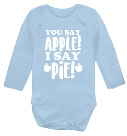 You say apple I say pie! Baby Vest long sleeved pale blue 6-12 months