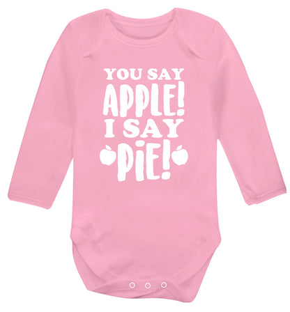 You say apple I say pie! Baby Vest long sleeved pale pink 6-12 months