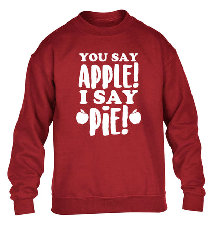 You say apple I say pie! children's grey sweater 12-14 Years
