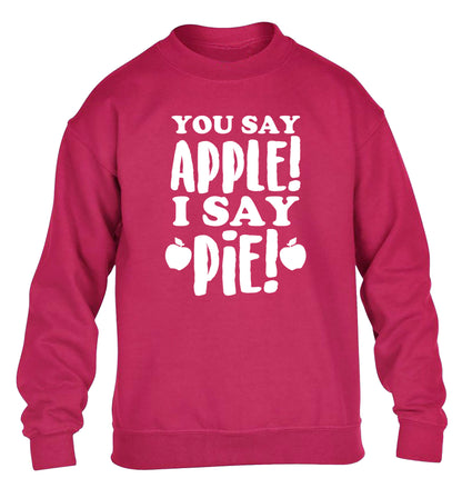 You say apple I say pie! children's pink sweater 12-14 Years