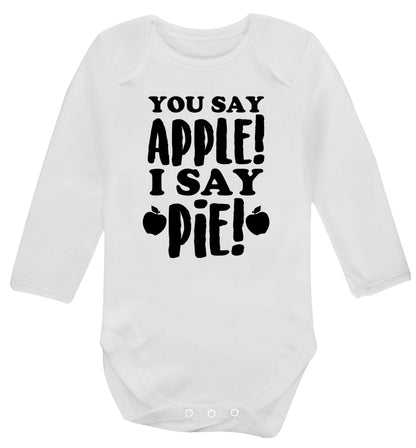 You say apple I say pie! Baby Vest long sleeved white 6-12 months