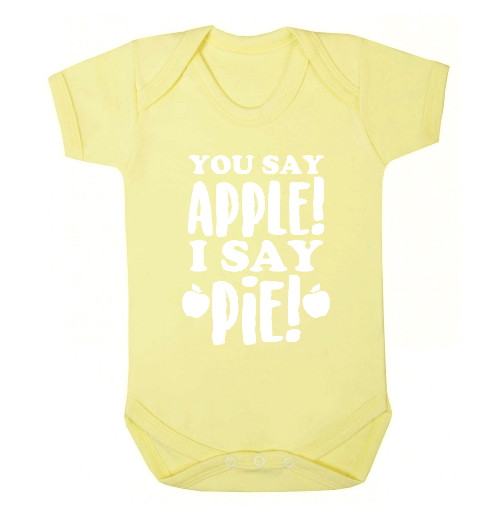 You say apple I say pie! Baby Vest pale yellow 18-24 months