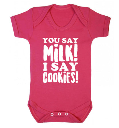 You say milk I say cookies! Baby Vest dark pink 18-24 months
