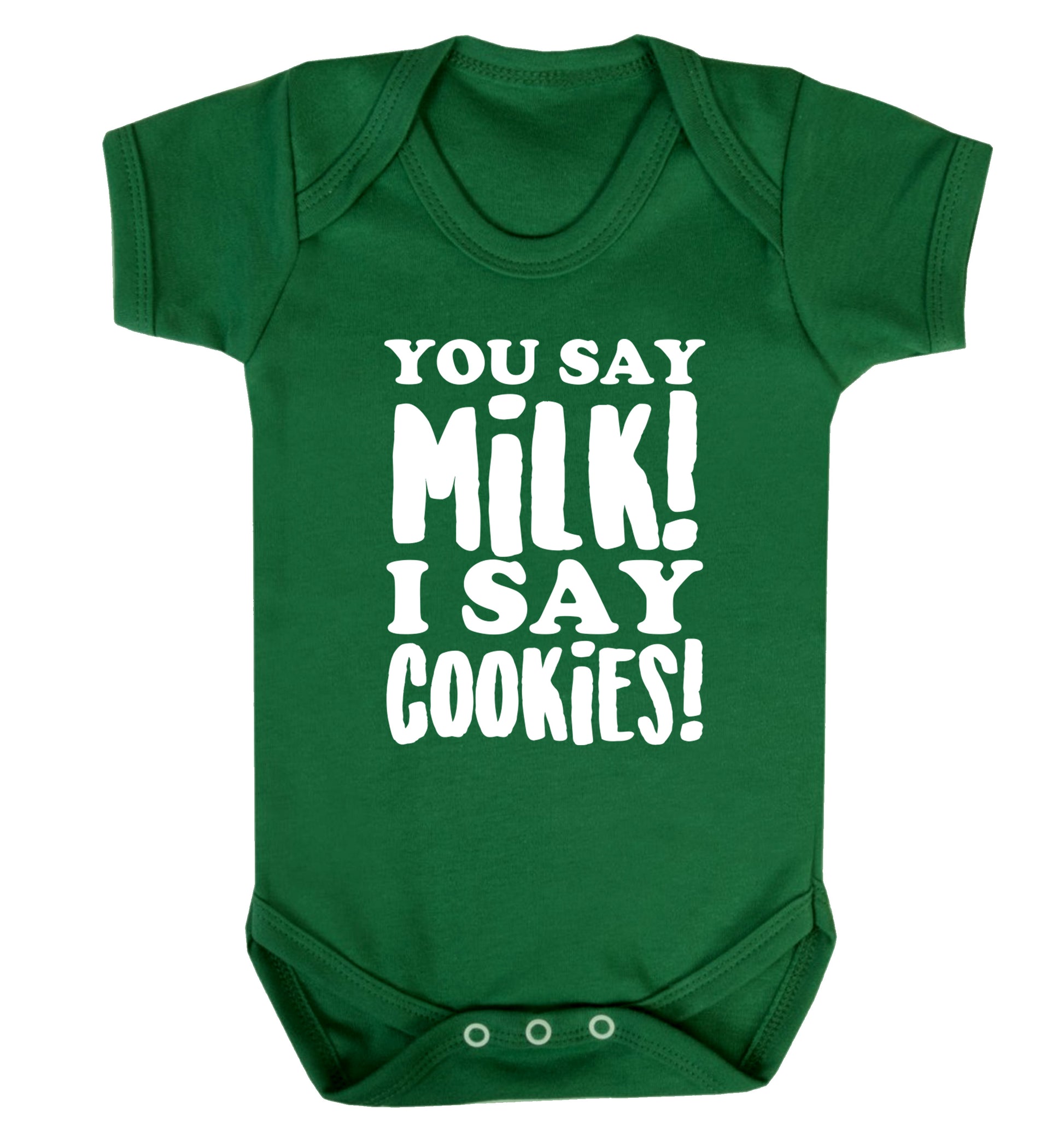 You say milk I say cookies! Baby Vest green 18-24 months
