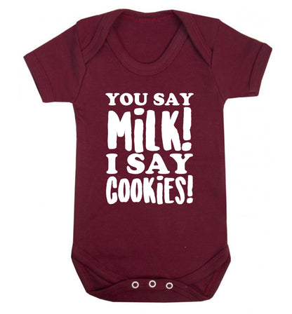 You say milk I say cookies! Baby Vest maroon 18-24 months