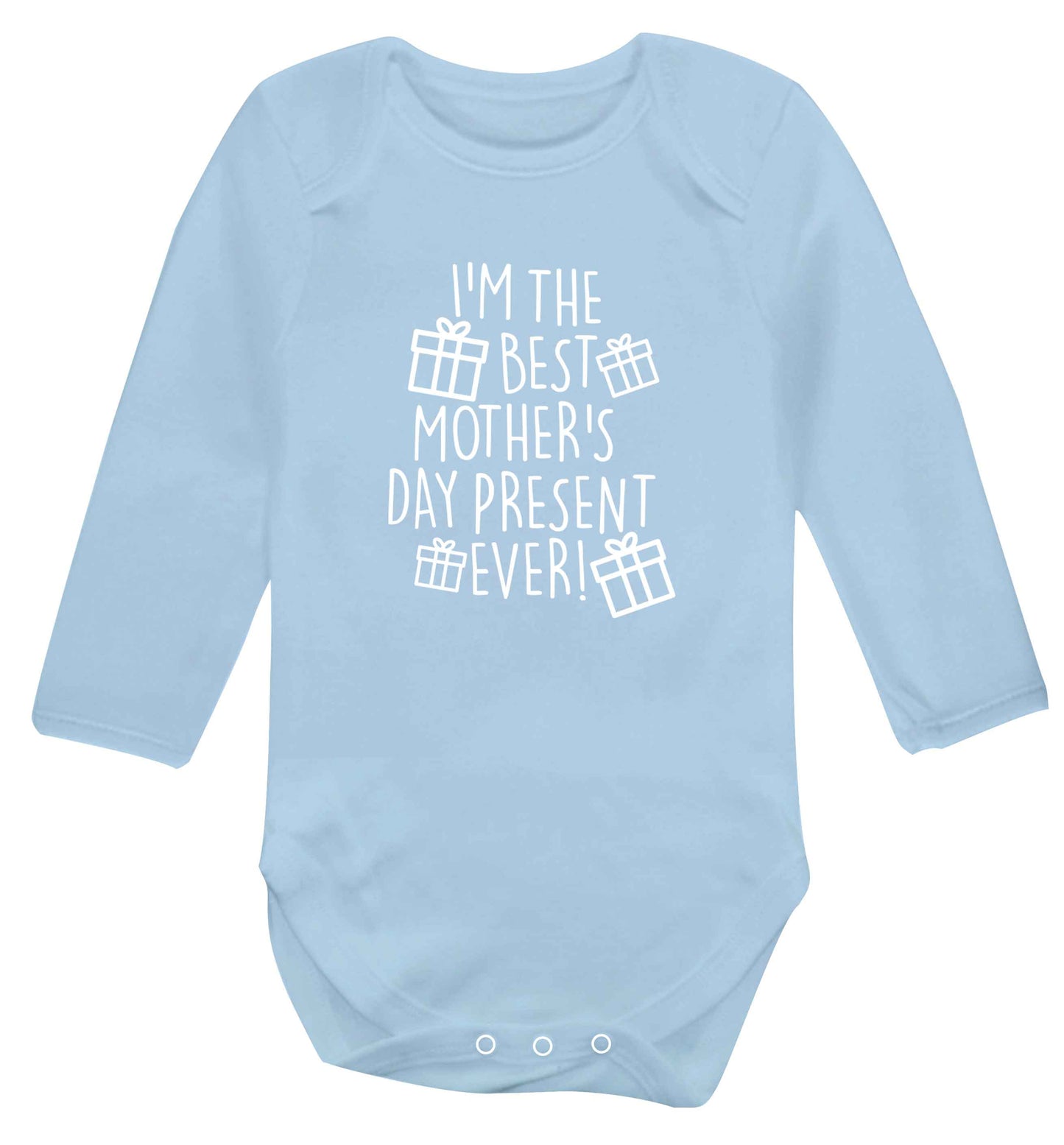 I'm the best mother's day present ever! baby vest long sleeved pale blue 6-12 months