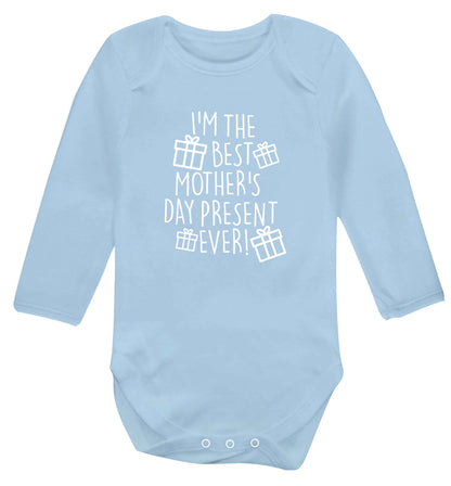 I'm the best mother's day present ever! baby vest long sleeved pale blue 6-12 months