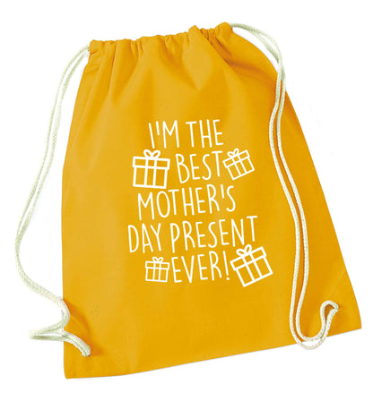 I'm the best mother's day present ever! mustard drawstring bag