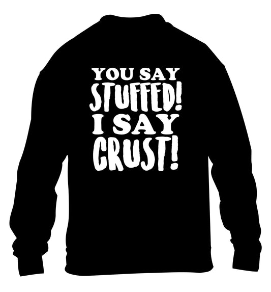 You say stuffed I say crust! children's black sweater 12-14 Years
