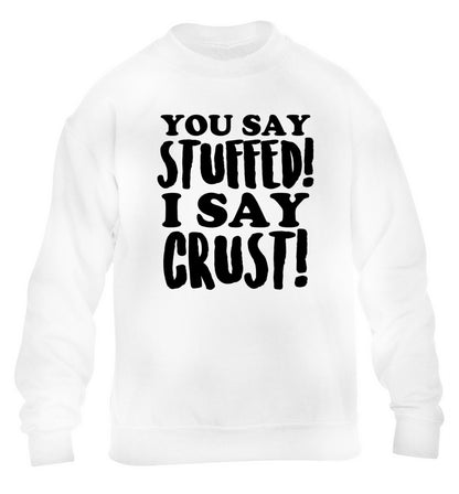 You say stuffed I say crust! children's white sweater 12-14 Years