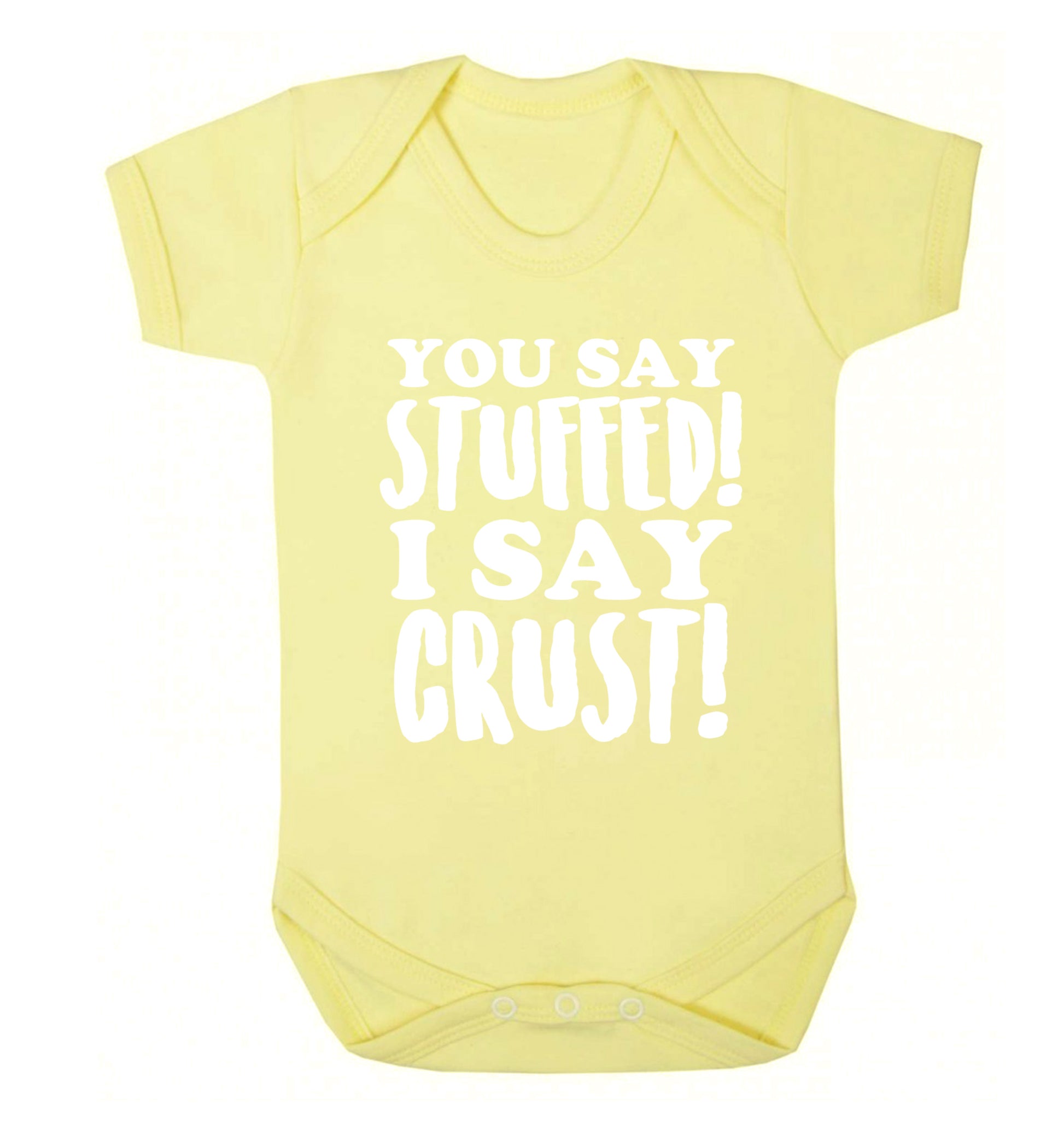 You say stuffed I say crust! Baby Vest pale yellow 18-24 months