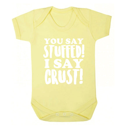 You say stuffed I say crust! Baby Vest pale yellow 18-24 months