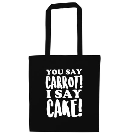 You say carrot I say cake! black tote bag