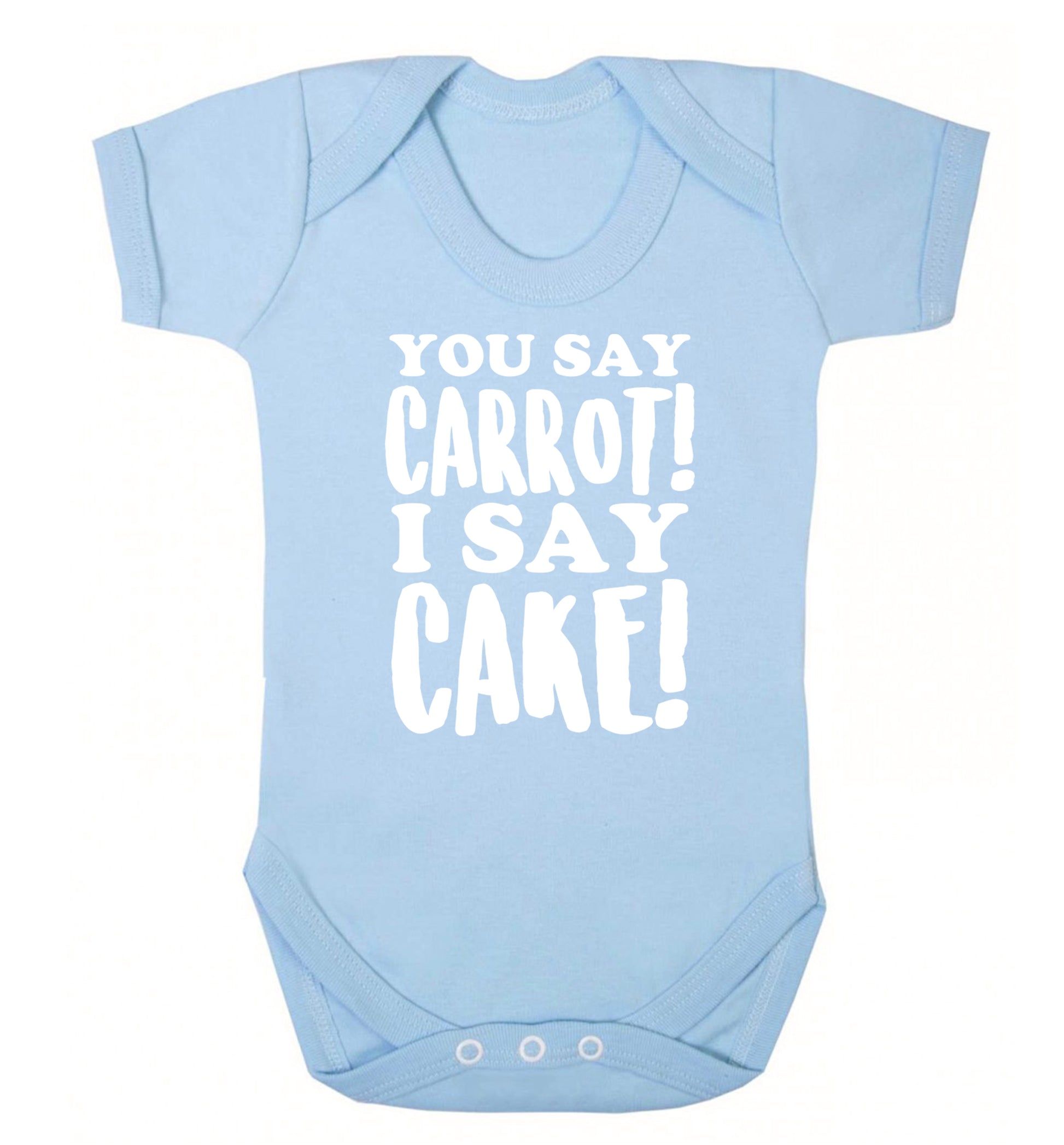 You say carrot I say cake! Baby Vest pale blue 18-24 months
