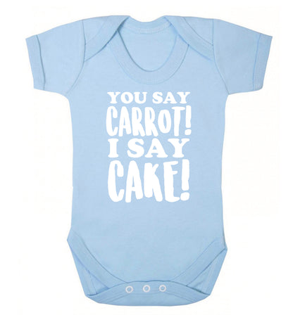 You say carrot I say cake! Baby Vest pale blue 18-24 months