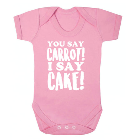 You say carrot I say cake! Baby Vest pale pink 18-24 months