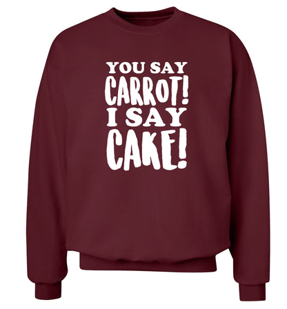 You say carrot I say cake! Adult's unisex maroon Sweater 2XL