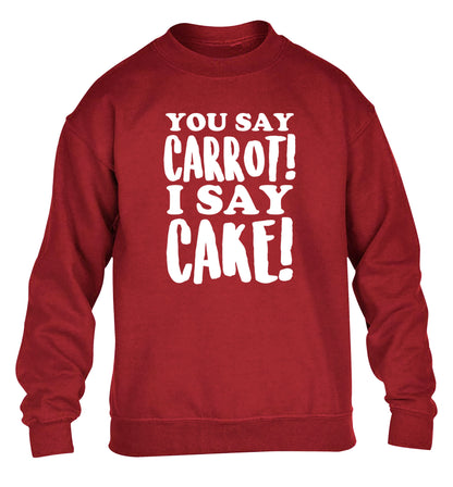 You say carrot I say cake! children's grey sweater 12-14 Years
