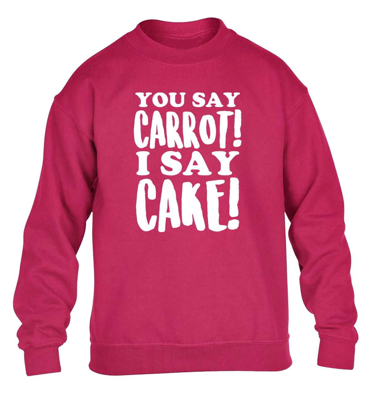 You say carrot I say cake! children's pink sweater 12-14 Years