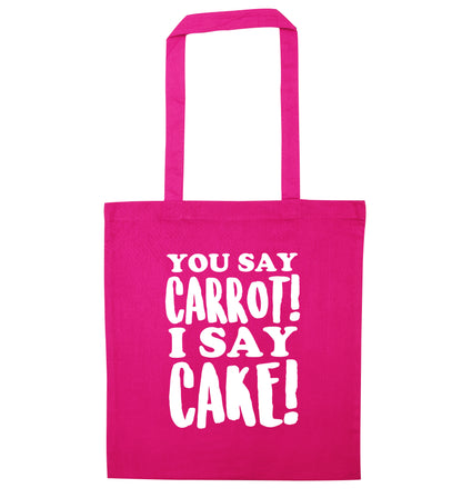 You say carrot I say cake! pink tote bag