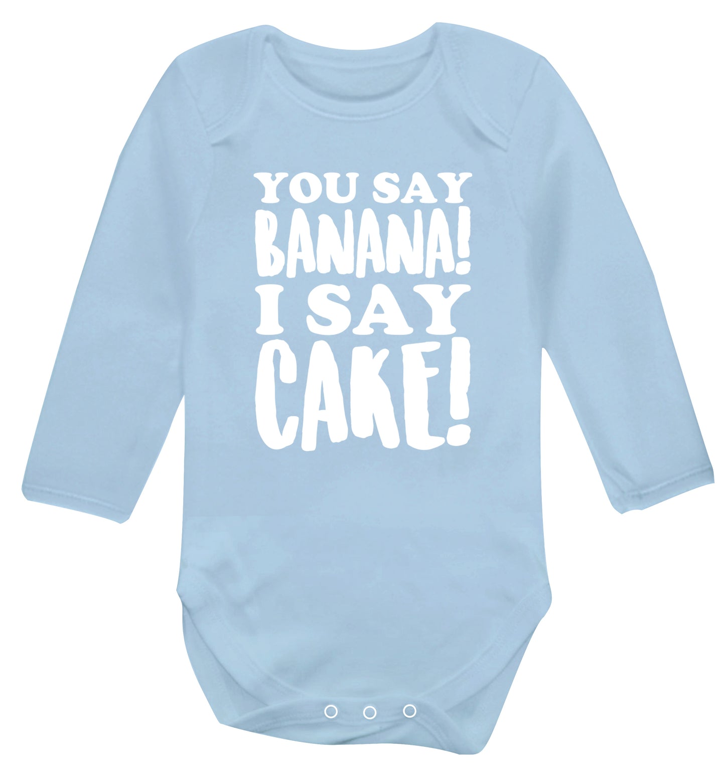 You say banana I say cake! Baby Vest long sleeved pale blue 6-12 months