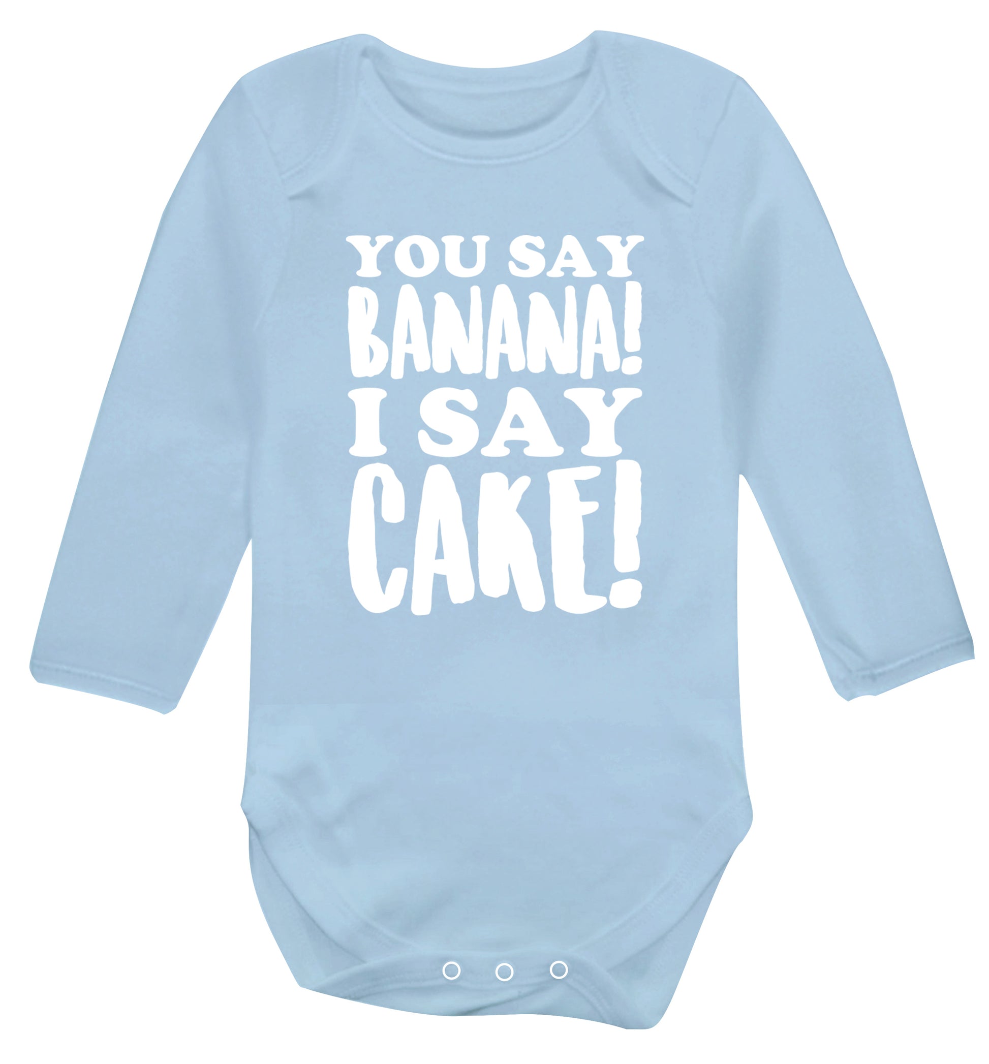 You say banana I say cake! Baby Vest long sleeved pale blue 6-12 months