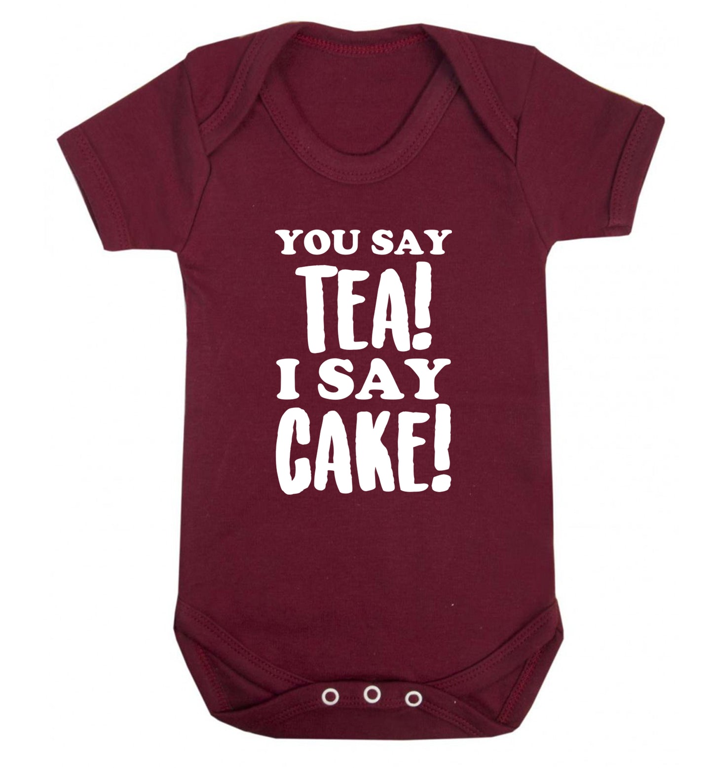 You say tea I say cake! Baby Vest maroon 18-24 months