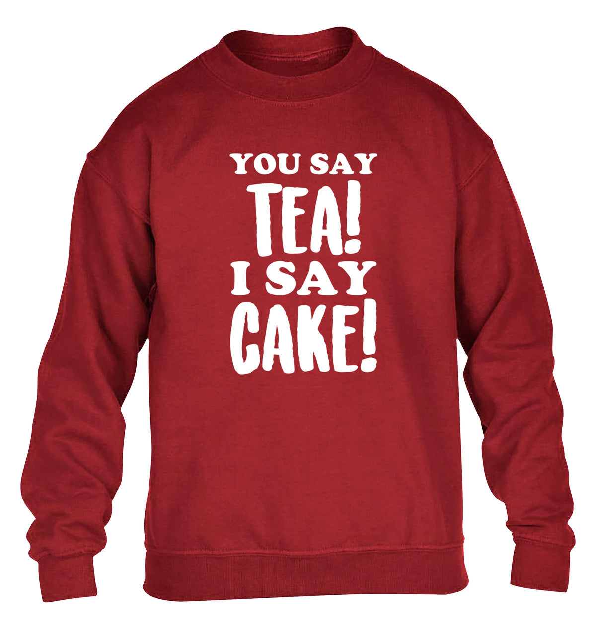 You say tea I say cake! children's grey sweater 12-14 Years