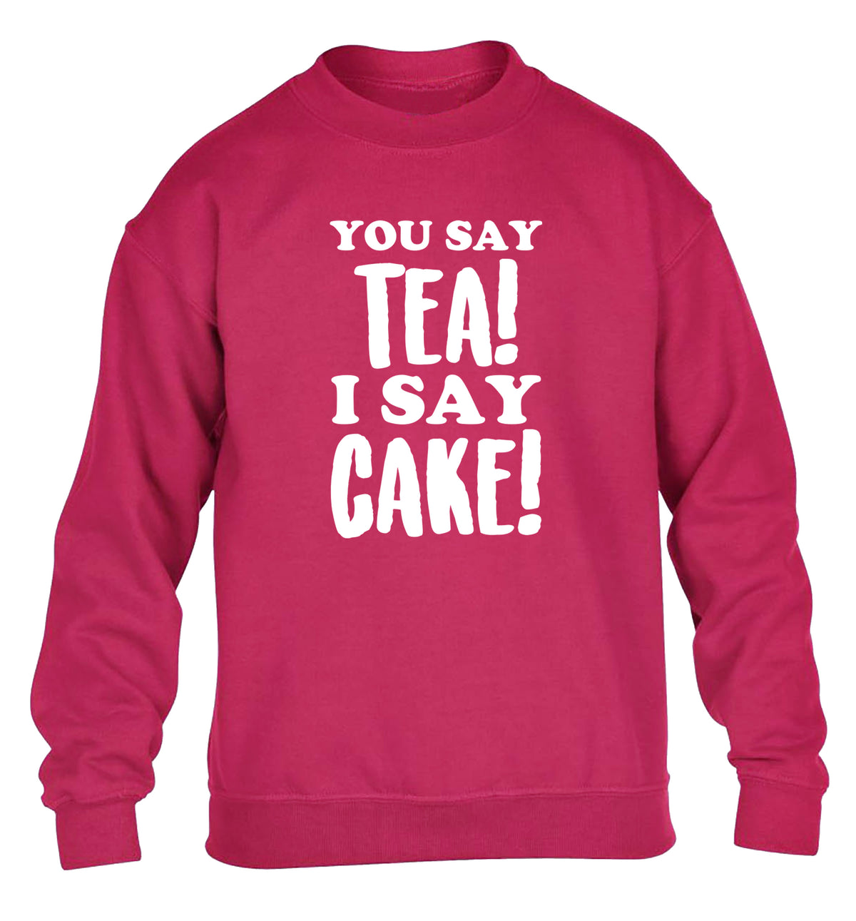 You say tea I say cake! children's pink sweater 12-14 Years
