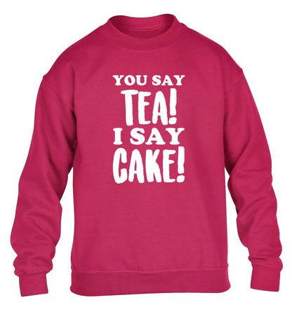 You say tea I say cake! children's pink sweater 12-14 Years
