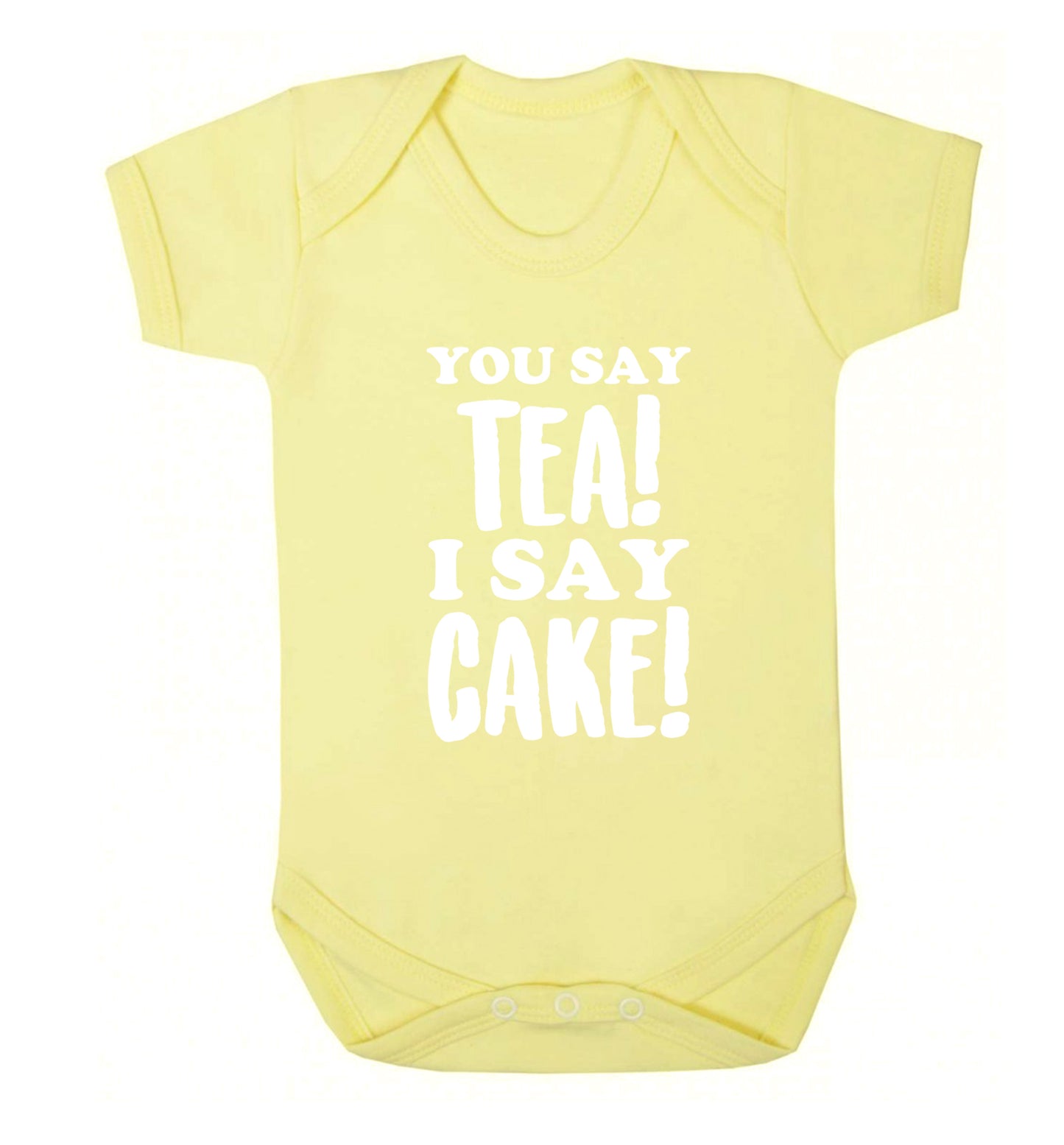 You say tea I say cake! Baby Vest pale yellow 18-24 months