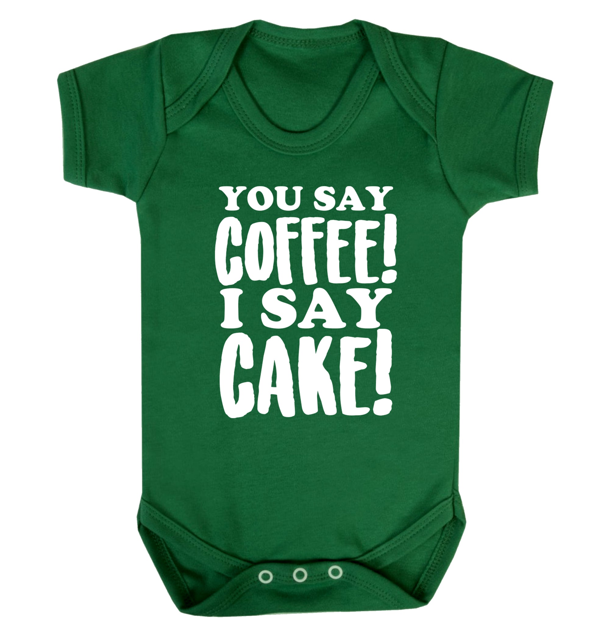 You say coffee I say cake! Baby Vest green 18-24 months