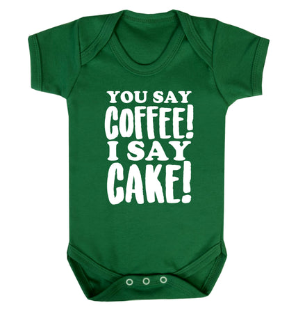You say coffee I say cake! Baby Vest green 18-24 months