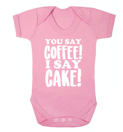 You say coffee I say cake! Baby Vest pale pink 18-24 months
