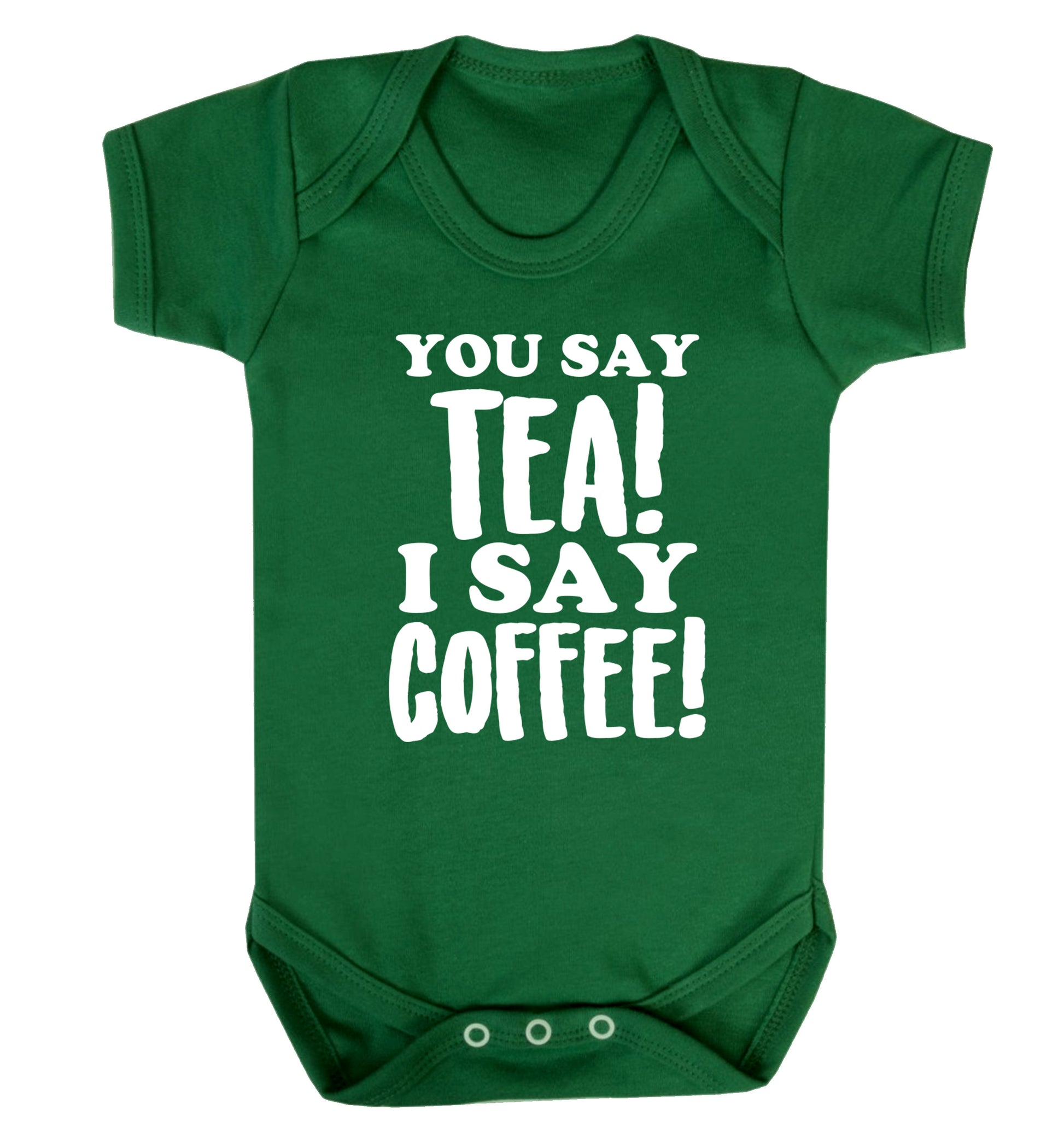 You say tea I say coffee! Baby Vest green 18-24 months