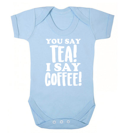 You say tea I say coffee! Baby Vest pale blue 18-24 months
