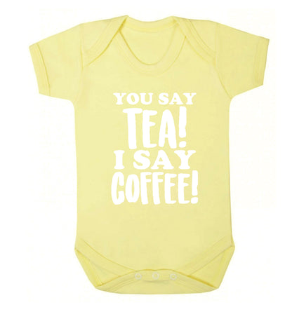 You say tea I say coffee! Baby Vest pale yellow 18-24 months