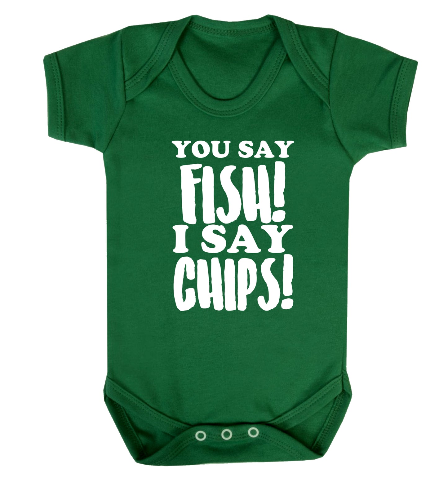 You say fish I say chips! Baby Vest green 18-24 months