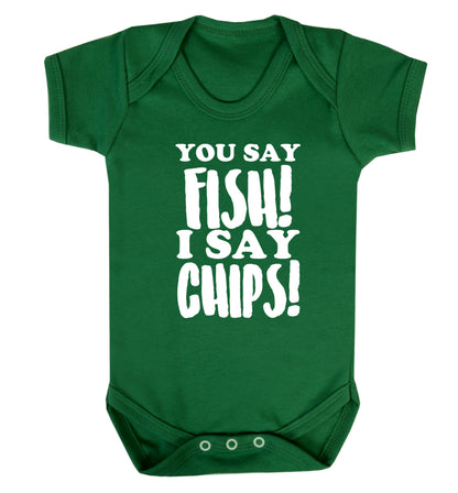 You say fish I say chips! Baby Vest green 18-24 months