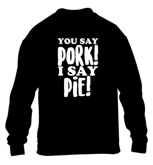 You say pork I say pie! children's black sweater 12-14 Years