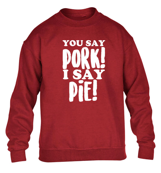 You say pork I say pie! children's grey sweater 12-14 Years