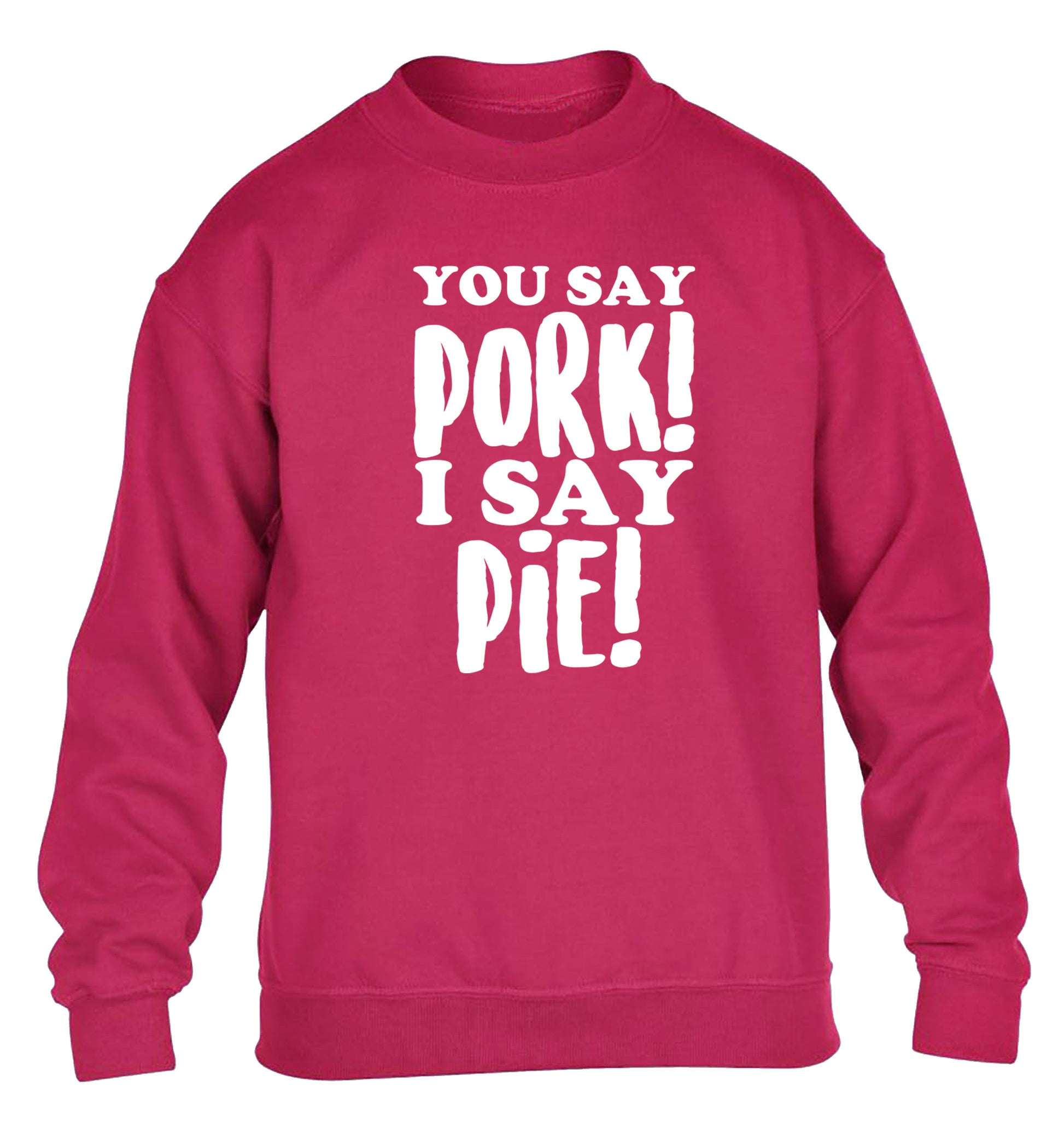 You say pork I say pie! children's pink sweater 12-14 Years