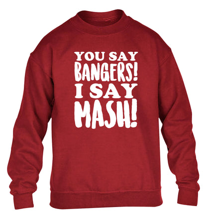 You say bangers I say mash! children's grey sweater 12-14 Years